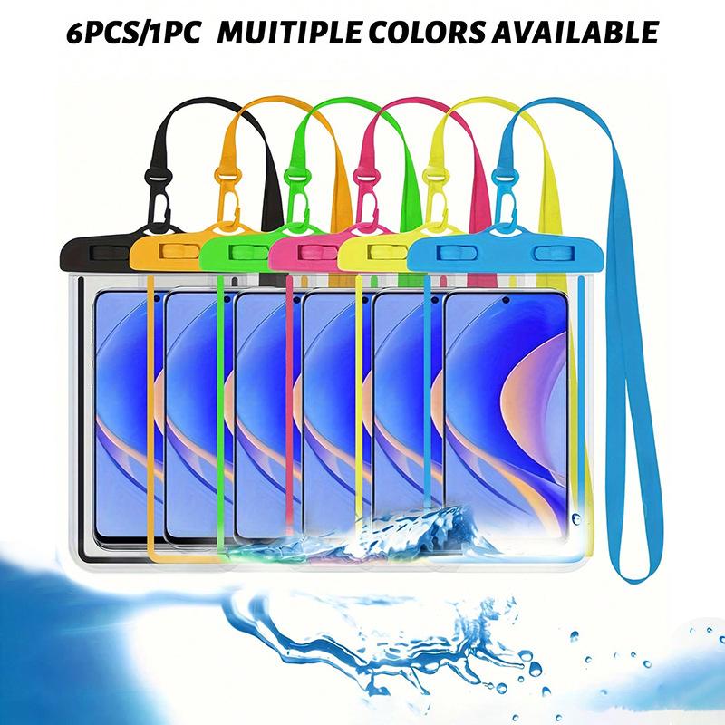 6pcs Universal Large-Sized Waterproof Phone Storage Bag IPX8 Outdoor Sports Running Protection Case for Swimming