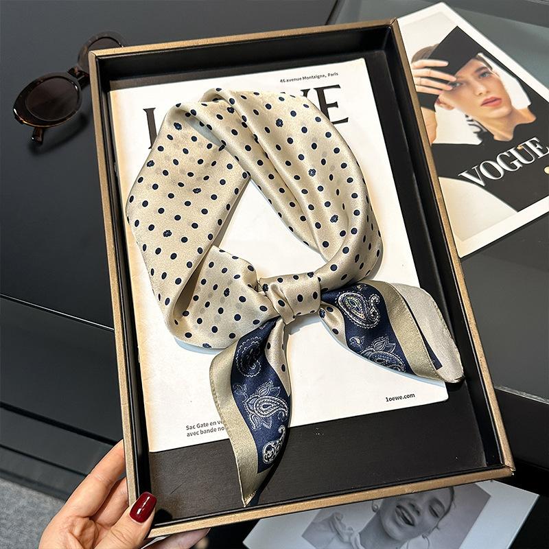 New 100% Natural Real Silk Scarf Women Hair Foulard Luxury Bandana Square Headband Hijab Print Poncho Scarves Pashmina brand