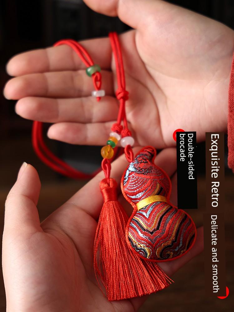 Country Chinese Ancient Style Dragon Boat Festival Fu Lu Gourd Sachet Perfume Bag Car Pendant Pendant Small Gift Embroider Birth Year Pouch