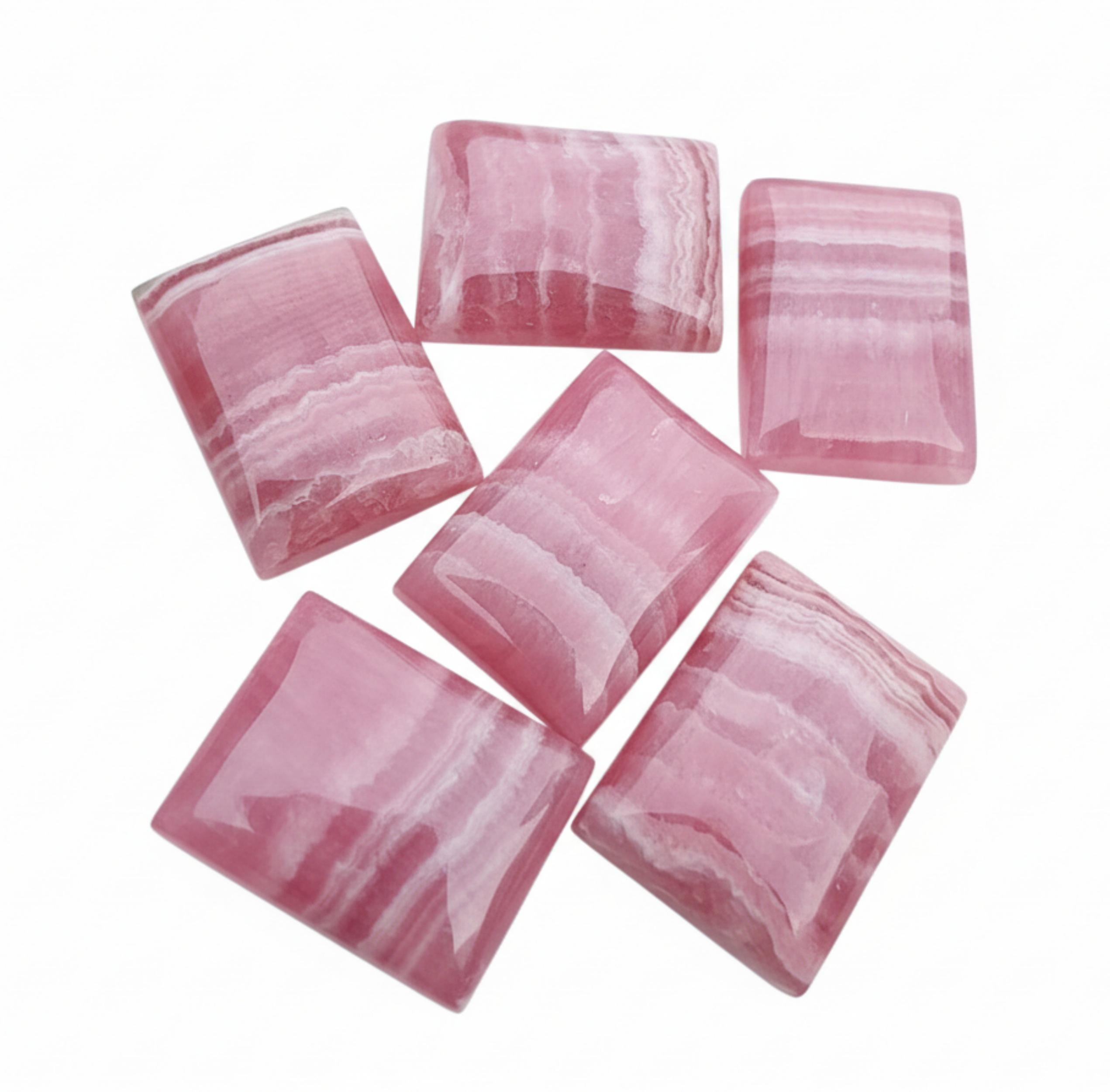 

Прямоугольные кабошоны родохрозита для ювелирных изделий - Розовые и белые полосатые драгоценные камни 5x7mm розовый