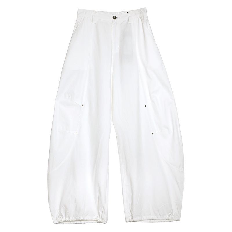 

Tuogu Women s White Wide-Leg Loose Pants - American Style, Spring/Summer, Floor-Length, Versatile and Drape. Small слоновая кость/белый