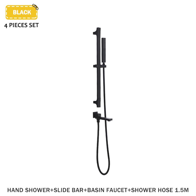 Skrytá ruční sprchová sada s teplou a studenou vodou, koupelnová nastavitelná nerezová ocelová posuvná hlavice se 2 funkcemi, otočná tryska, mosazné tělo ventilu