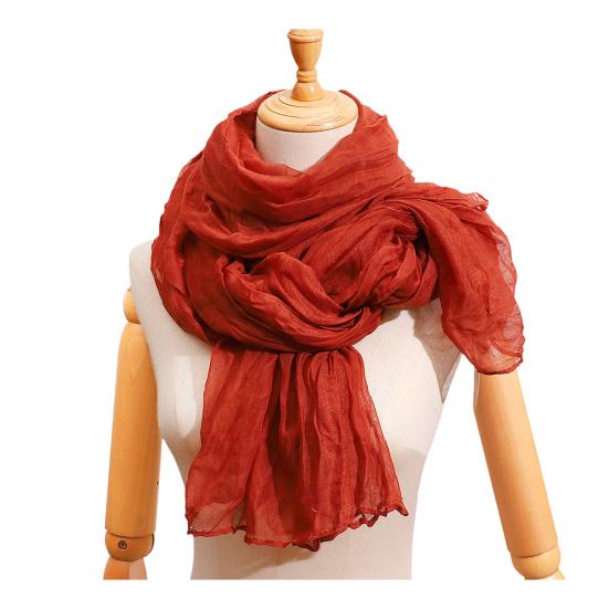 Women Pleated Scarf Thickened Weave Autumn Winter Scarf Solid Color Breathable Shawl Headscarf Outfit Accessories