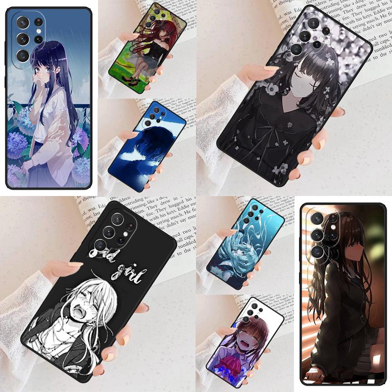 Sad Japanese Girl Cell Phone Case for Samsung Galaxy S26 Ultra S25 S24 S23 S22 S21 S20 Note10 Cover