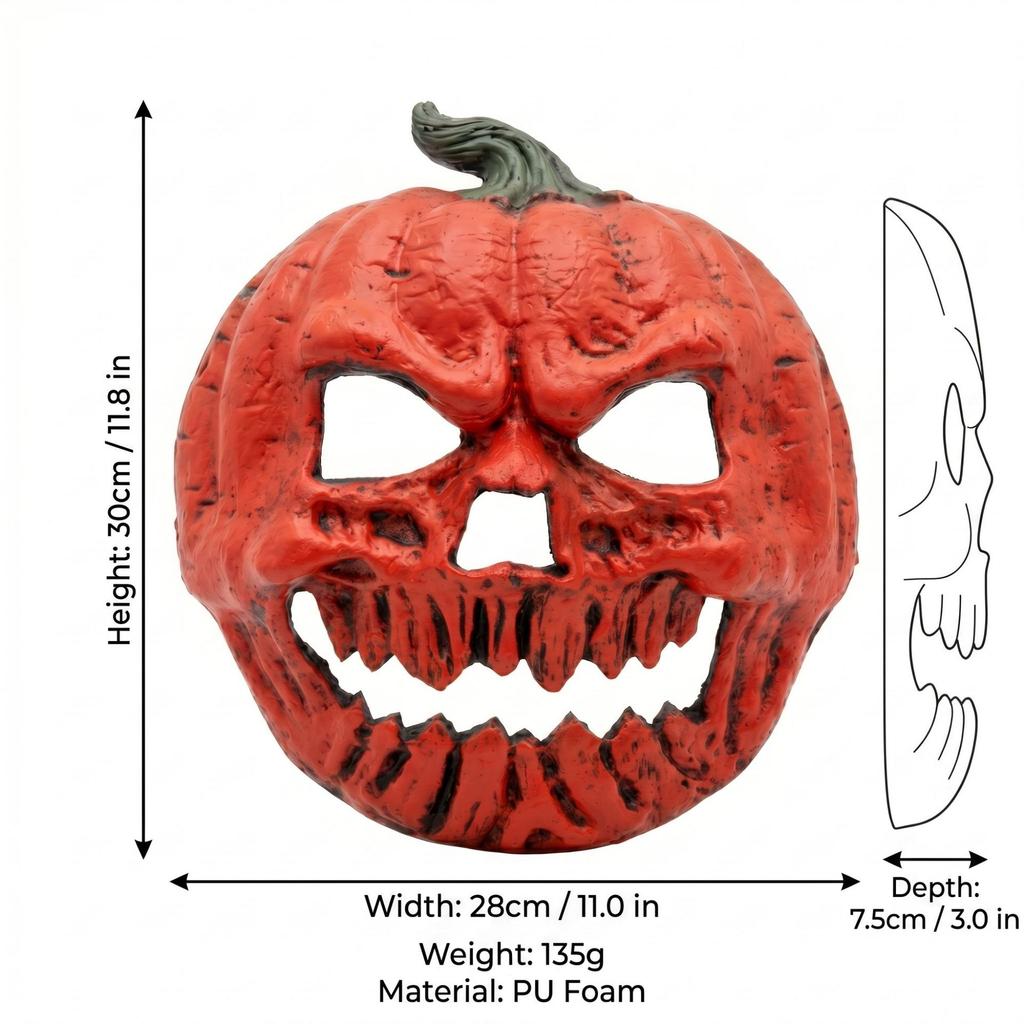 PU Foam Pumpkin Mask Halloween Decor, Scary Jack-o-lantern Mask & Pumpkin Lamp Shade for Carnival Party Ornament