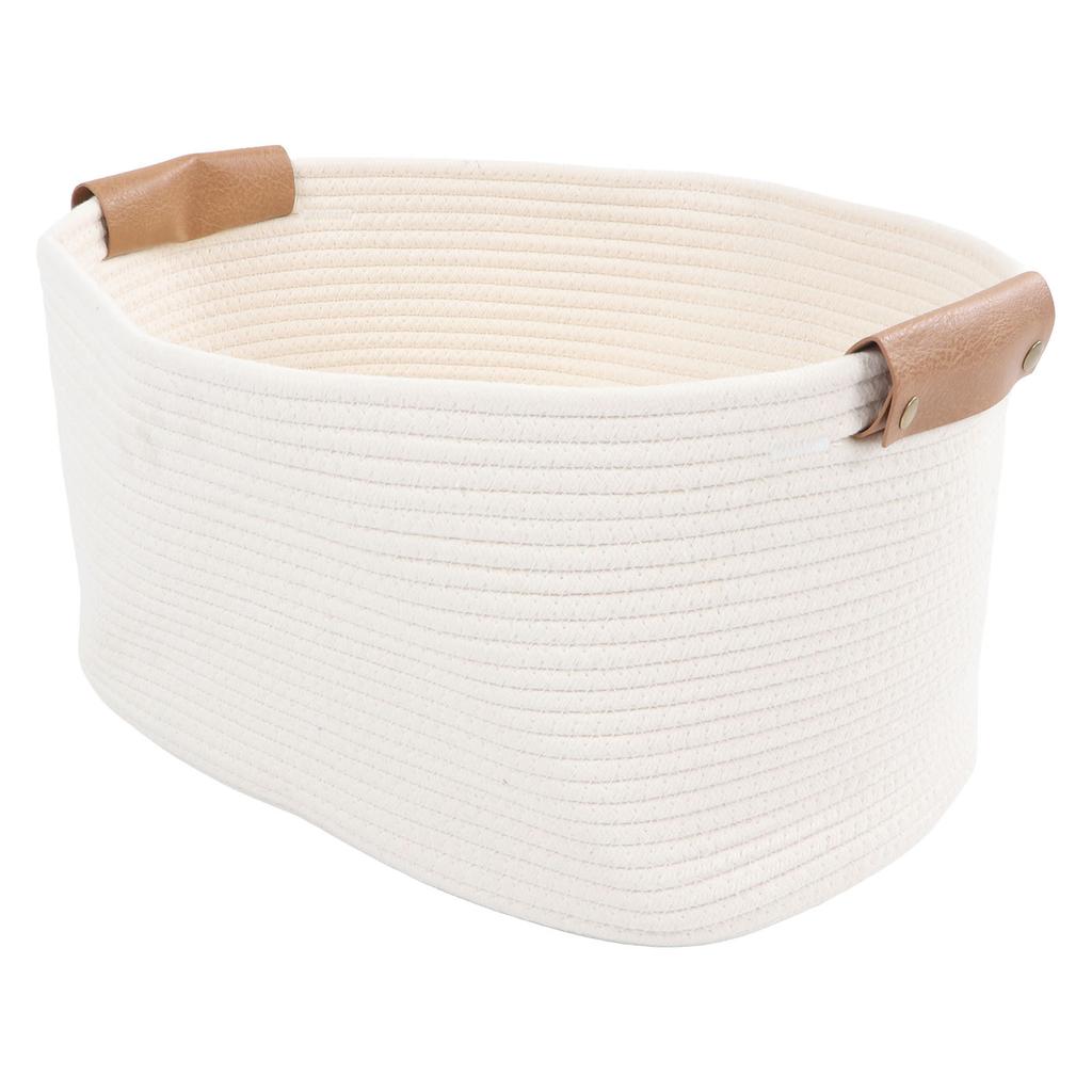Cotton Rope Basket Large Capacity Multifunction Rope Woven Blanket Basket with Handle for Laundry