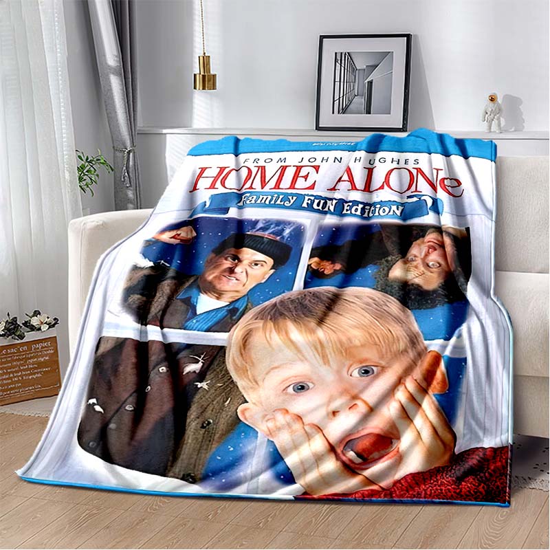 Home‑Alone Classic Film Print Flannel Blanket Soft Warm Throw For Sofa Bedroom Xmas Home Decor Holiday Fan Collectible Gift