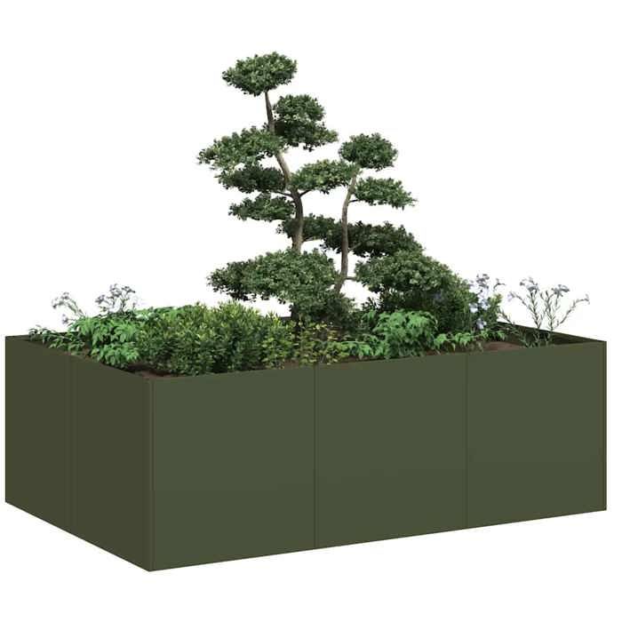 VidaXL Jardinière vert olive 120x80x40 cm acier 860748