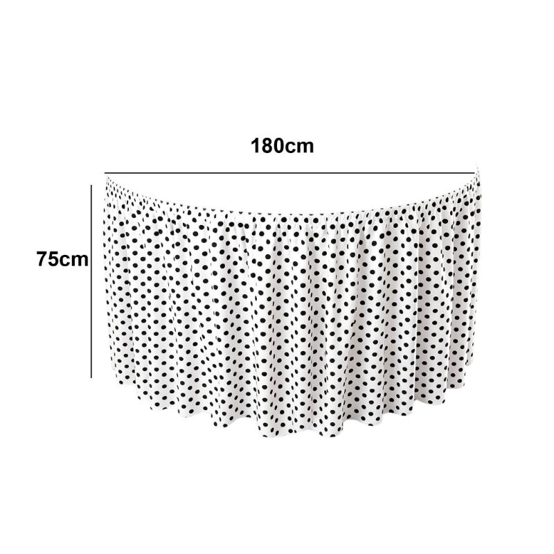 Display Table Cover Skirt in Polyester with Dot Print Styling for Family Gatherings, Party Tables, and Dessert Tables