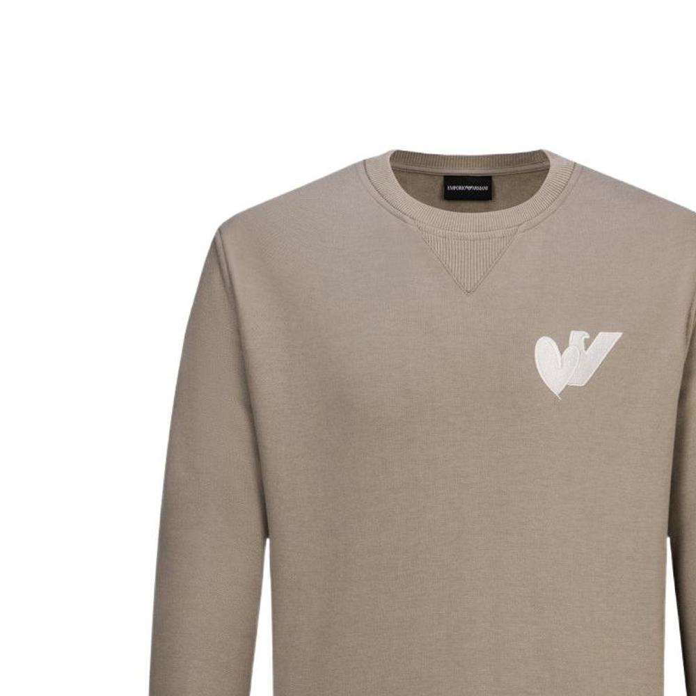 Emporio Armani FW22 Logo Print Loose Fit Crew Neck Long Sleeve Sweatshirt Men Sweatshirt Brown 6L1MB5-1JQNZ-0137