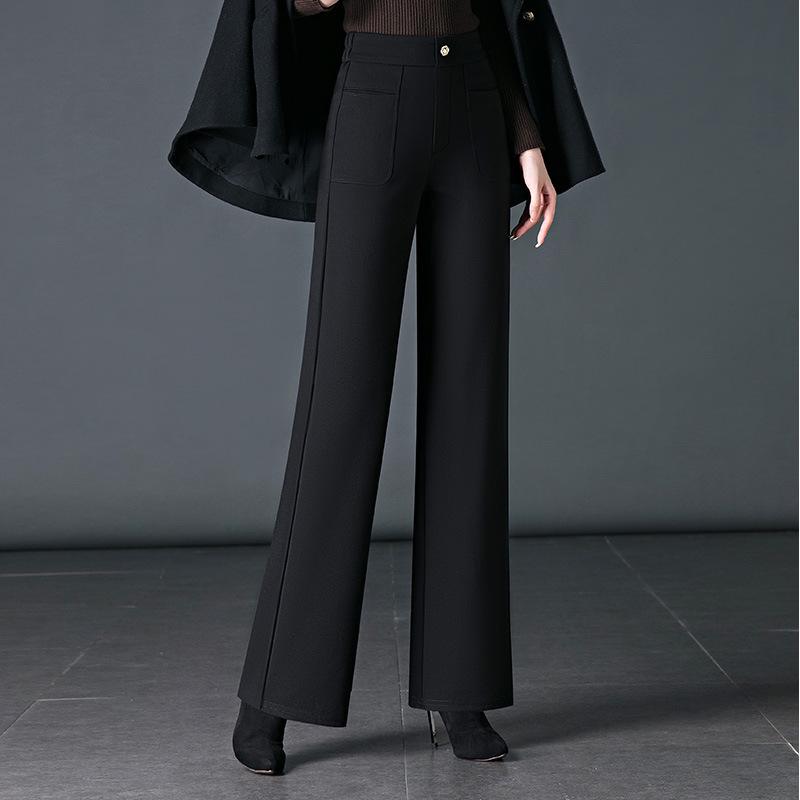 Drapey High-Waisted Wide-Leg Suit Pants for Women: Plus Size, Slimming, Perfect for Spring/Autumn, Ideal for Middle-Aged Mothers