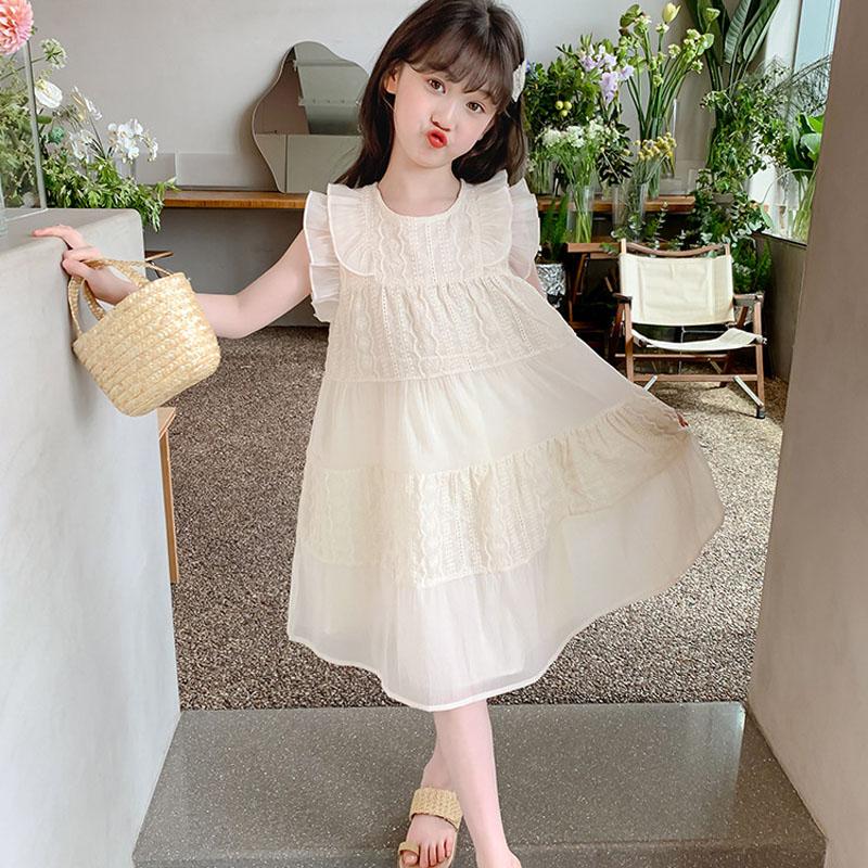 Children's Dress Summer Girls Embroidery Princess Dress Clothing Sleeveless Baby Kids Simple Style Fairy Dress