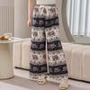 Cotton Silk Family Spring and Autumn Women's Cotton Silk Pajama Pants Wide-leg Pants Thin Artificial Cotton Can Be Worn Outside Casual Home Pants