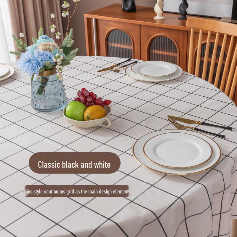 ZISIZ Ins Style Black and White Plaid Disposable Tablecloth