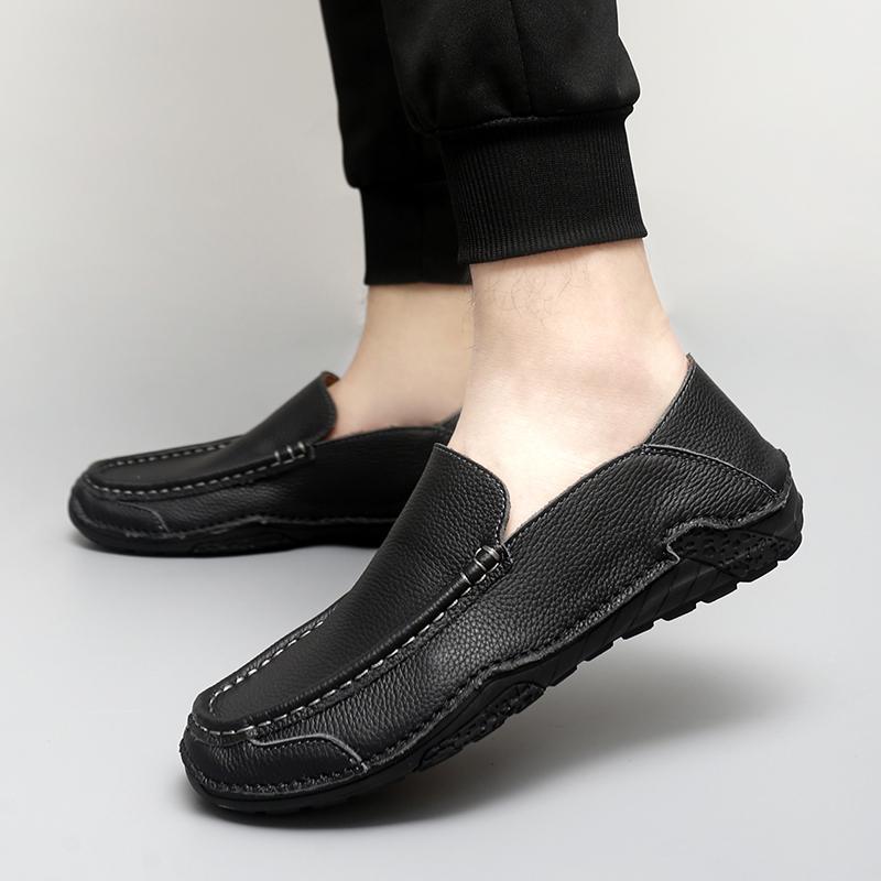 Fashion Genuine Leather Men's Casual Loafers Spring Autumn Brand Retro Style Men Flats High Quality Non-Slip Leather Oxfords Shoes