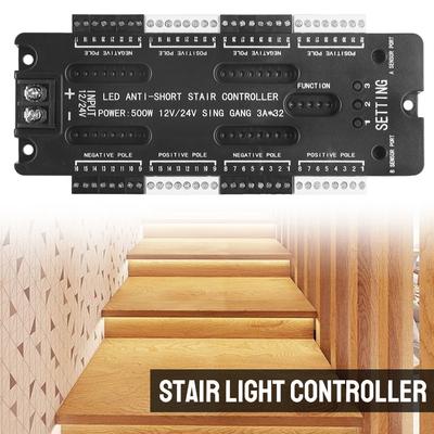 LED Bewegungssensor 32 Kanäle Einstellbare Helligkeit DC 12V 24V Treppenlicht-Controller-Kit für Treppen Flexibler Streifen