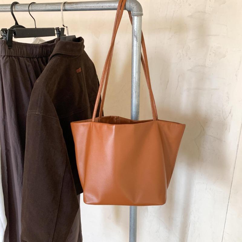 

Сумка-тоут в стиле ретро большой вместимости женская новая из мягкой кожи сумка-ведро для поездок на работу универсальная модная женская сумка через плечо коричневый