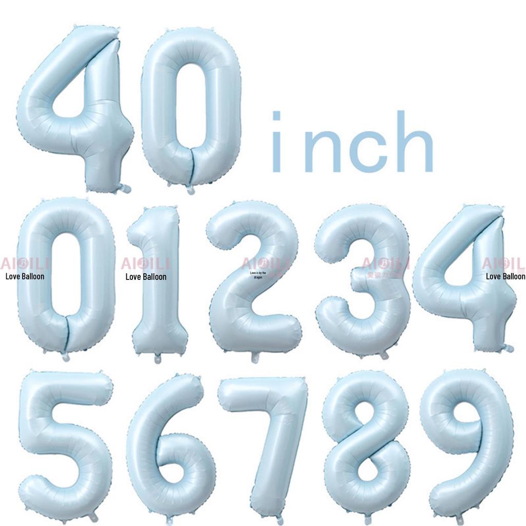 40-Inch Heart-Shaped Large Number Balloon, Baby Pink/Blue for Birthdays