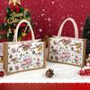 Geantă Tote de Crăciun Imprimeuri Moș Crăciun Geantă de mână din iută Femei Eco-Friendly Cumpărături Cadou de Crăciun Geantă de mână