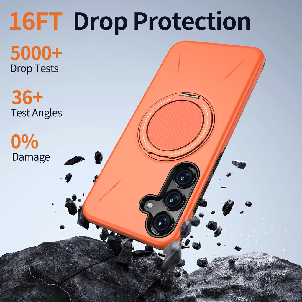 For Samsung Galaxy S24/Galaxy S25 Magnetic Case Rotating Kickstand TPU+PC Phone Cover