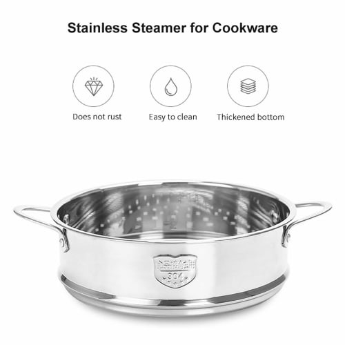 Bunggou 18cm Thick Stainless Steel Food Steamer with Double Ears for Soup Pot and Milk Pot, Kitchen Tool