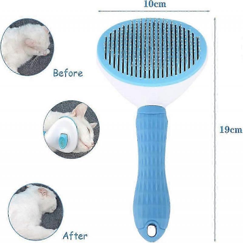 Pet Dog Brush Cat Comb Dog Brush Massage Comb Clean Pet Hair Brush with Anti Pet Hair Massager(Blue)