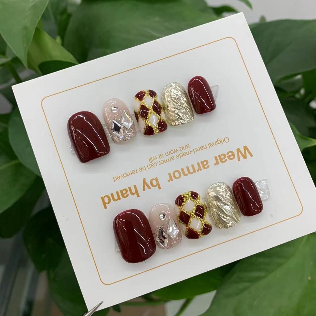 

Nail Wine Artificial Red Manicure Wearable Nails Reusable And Nails Removable S