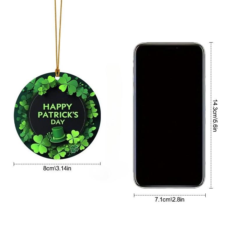 2D Flat "Happy St. Patrick's Day" Acrylic Decorative Sign, Green Leprechaun Hat & Lucky Shamrock Design, Home Decor Plaque Hanging Wall Art Decorative