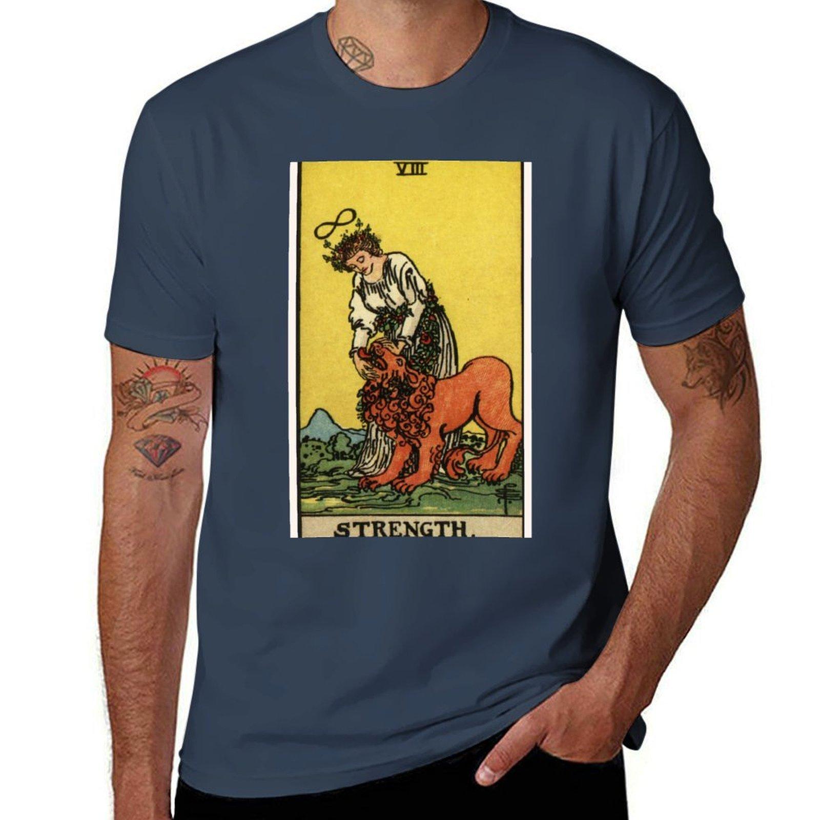 VIII Strength Tarot Card TShirt Plus Size Solid Color TShirt S
