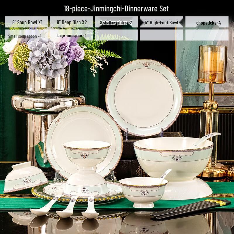 Huazao Baijia DX Jinming Lake 18-Piece Ceramic Dinnerware Set