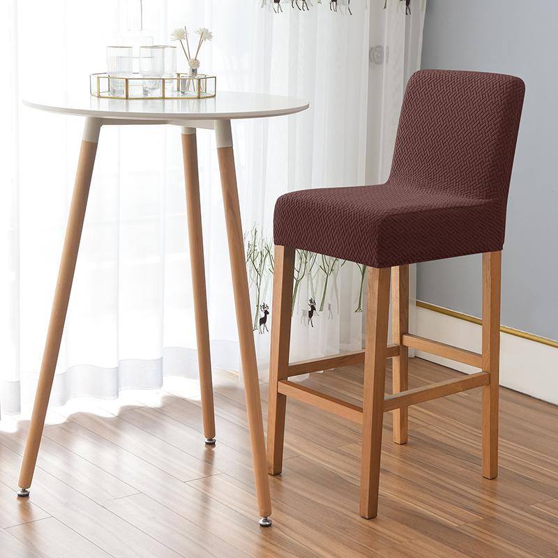 T -Jacquard Elastic Short Back Chair Cover Stretch Bar Stool Covers For Cafe Home Anti -Dirty Anti -Scrath S Size Seat Slipcovers