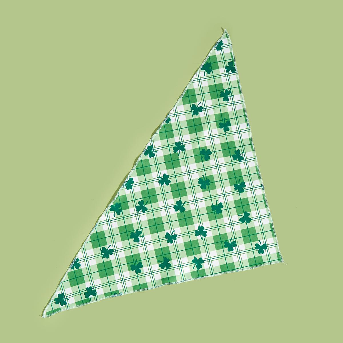

St Patricks Day Dog Cat Bandanas Small Medium Large Clovers Green Triangle Holiday Plaid Green Scarves for Small Medium Large Do S 50X25.5X35.7 зелёный
