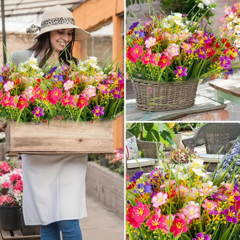 12Pcs Artificial Flowers Outdoor Spring Summer Autumn Plants Decor Wildflower Faux Fake Plants