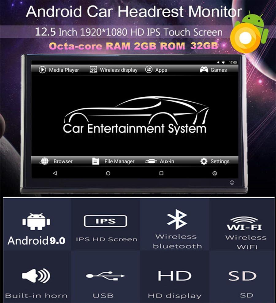 

Headrest display 12.5-inch octa-core 2+32G dual HDMI-a pair