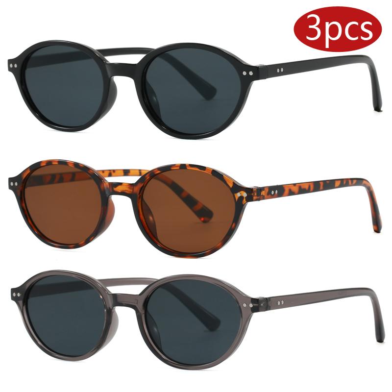 Car Sun Glasses 3pcs Women Retro Small Oval Frame Sunglasses New Classic Style Glasses Outdoor Casual Fashion UV400 Eyeglasses