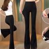 **Women's High Waist Black Micro Flare Pants - Slimming, Petite, Elastic, Stretch, Summer Style for the Middle East**