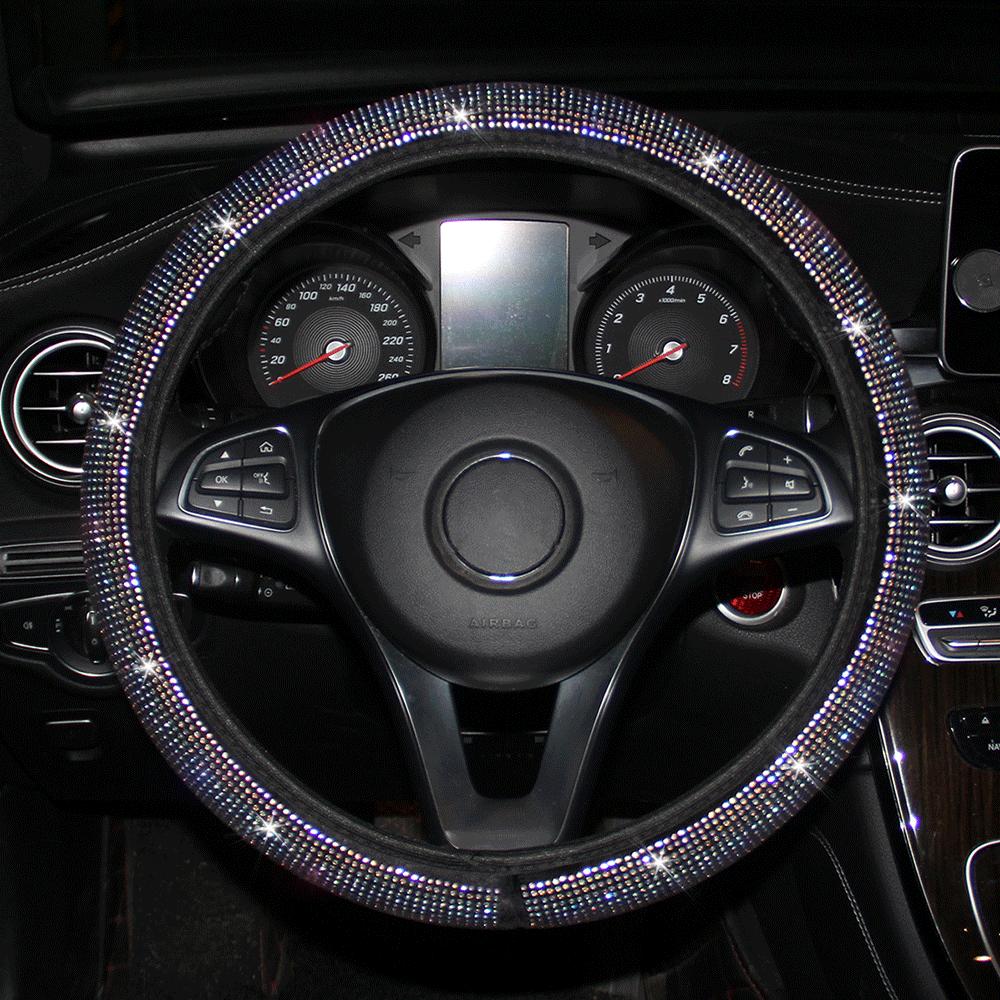 All-season dazzling steering wheel cover protection pad - anti-slip type - universal size automotive interior accessory