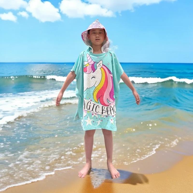 Children's Microfiber Hooded Bath Towel Cloak - Quick-Dry & Absorbent