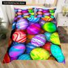 Watercolor Easter Eggs King Queen Bedding Set Happy Easter Themed Duvet Cover Toddlers Rainbow Easter Egg Polyester Quilt Cover