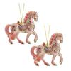 2 Pcs Horse Christmas Ornament Acrylic Sparkly Rhinestones Horse Hanging Decoration 2D Flat Christmas Tree Ornament for Horse Lovers