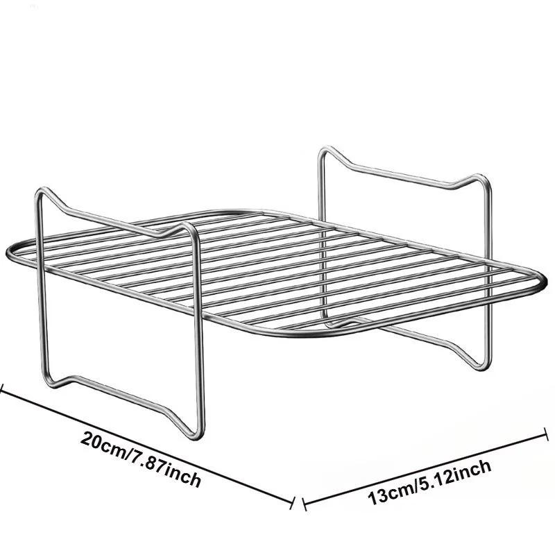 Stainless Steel Air Fryer Accessories Multifunction Double Layer Steaming Racks Roasting Rack Baking Pan BBQ Gril Cooking Tools