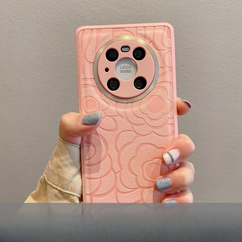 Anwendbar auf Huawei Mate70pro Kamelienleder Handyhülle, Metallspiegel, HONOR 200 Vollschutzhülle, Magic7