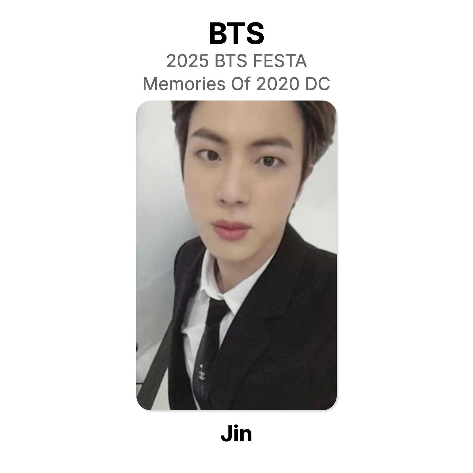 BTS 2025 BTS FESTA BTS Memories Of 2020 DC Official Photocard Jin