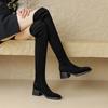 Botas de tacón alto para mujer, otoño e invierno, nuevas botas hasta la rodilla elásticas de gran tamaño y tacón grueso