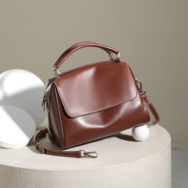 Women's Vintage Genuine Leather Handbags. Top Grain Cowhide Leather, Single Shoulder Cross Body bags,Luxury Designer Handbags