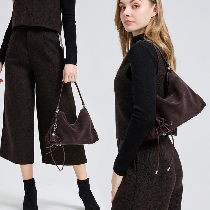 2025 New Matte Cowhide Underarm Bag for Women Genuine Leather Shoulder Bag High-End Handbag Niche Design Crossbody Bag