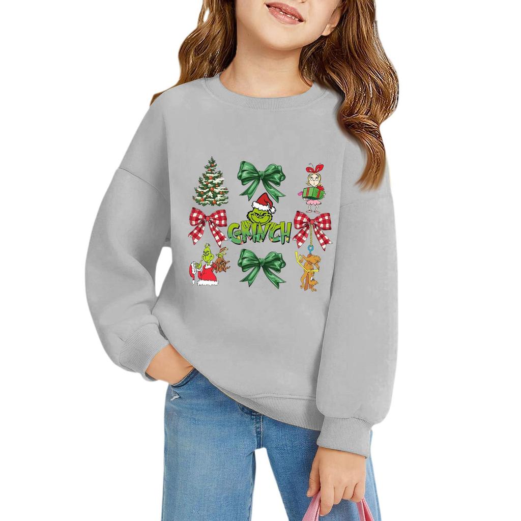 Julegenser for jenter med rund hals til barn, trykte babytopper