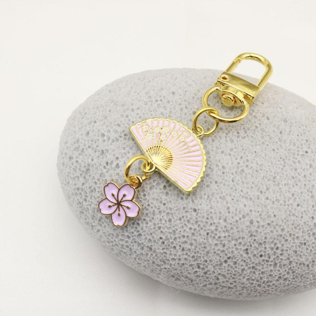 Cherry Blossom Keychain Pendant for Airpods with Alloy Fan Tag - Perfect Couple Bag Charm