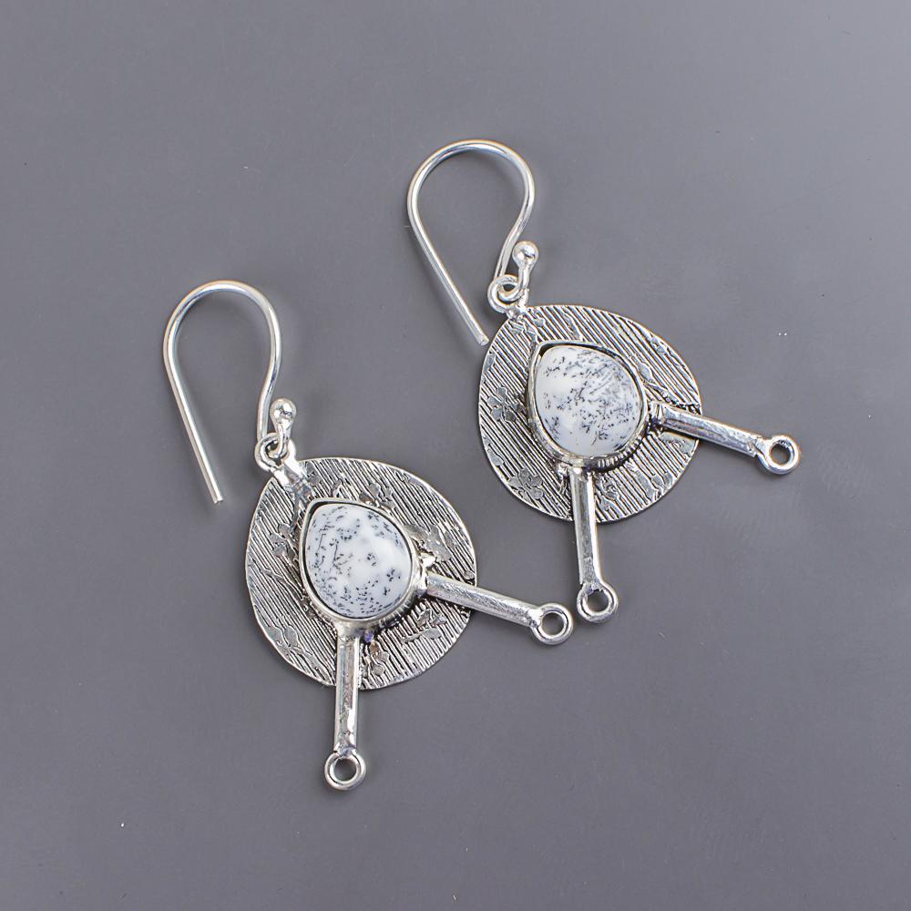 Lovely Dendrite Opal Gemstone Jewelry, 925 Sterling Silver Earrings, Handmade Everyday Silver Earrings Gift For Mother