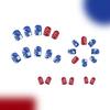 24 Pcs 4th of July Stick On Nail Flag Day Artificial Nail Short Square False Nail Matte Red Blue Stripe Press On Nail